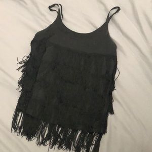 Black tank top with fringe